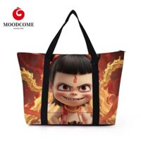 Moodcome Anime Ne Zha 2 Túi, Dung tích lớn Thần thoại truyền thống Trung Quốc Nezha Túi vải, Túi xách mua sắm Phim nhân vật Túi Tote hoạt hình di động Quà tặng