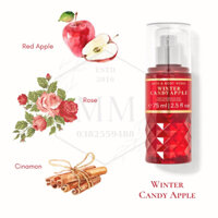 [Moomoocos] - Bộ sản phẩm xịt thơm toàn thân dưỡng thể Bath & body works Body Mist Lotion Winter Candy Apple fullsize