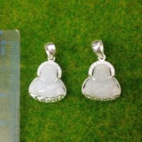 MOON BẠC THẬT mặt dây chuyền ông di lặc nhỏ đá trắng nhân tạo