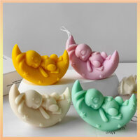 Moon Bunny Thơm Nến Khuôn Silicon DIY 3D Mặt Trăng Thỏ Thạch Cao Khuếch Tán Đá Handmade Xà Phòng Khuôn Silicon Trang Trí Nhà Cửa