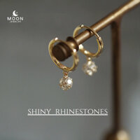 MOON✨Bông Tai Mặt Dây Chuyền Đá Thạch Anh Cho Nữ Vàng * Trang Sức Bằng Thép Không Gỉ Titan 316l Mạ Vàng 18k Không Thấm Nước Không Gây Dị Ứng * Bông Tai Kim Cương Bông Tai Thời Trang Quà Tặng Sinh Nhật Đồ Trang Sức Cho Phụ Nữ Đẹp Và Sang Trọng ER080