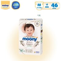 [Moony Dán M] Tã/Bỉm Moony Natural Nội Địa Nhật Bông Organic Dán M46 (6-11kg)