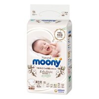 [Moony Dán New Born 63] Tã/Bỉm Moony Natural Nội Địa Nhật Bông Organic Dán New Born 63 (<5kg)