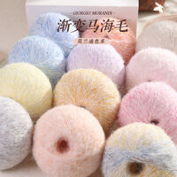 Morandi Gradient Mohair Phân đoạn lạ mắt Nhuộm lụa Mohair Sợi Áo len dệt kim tay DIY Handmade Khăn choàng20250303