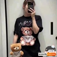 Moschino Áo nam Nữ, Gấu Đất Sét Màu Tranh Đất Sét Gấu Tranh Sơn Dầu Gấu Tay Ngắn Rời Cặp Đôi