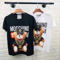 Moschino / Moschino Hoạt Hình Vòng Cổ Áo Khoác Da Gấu Bông In Hình Áo Thun Nữ Tay Ngắn