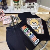 Moschino1349 Bộ Đồ Trẻ Em Dạo Phố Thể Thao Hai Mảnh Phù Hợp Với Nam Nữ Bé Tay Ngắn + Quần Short Phù Hợp Với Áo Thun Gấu Hoạt Hình