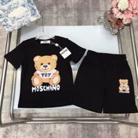 Moschino2563 Trẻ Em Tay Ngắn + Quần Short Thể Thao Cotton Hai Mảnh Phù Hợp Với Dạo Phố Bộ Đồ Trẻ Em
