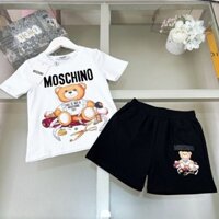 Moschino4065 Bộ quần Short ngắn tay phong cách mới mùa hè Bộ quần Short ngắn tay hai mảnh