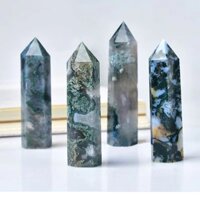 Moss Agate Tháp Pha Lê Cây Đũa Phép Obelisk Ấn Độ Mã Não Chữa Bệnh Năng Lượng Đá Phòng Trang Trí Trang Trí