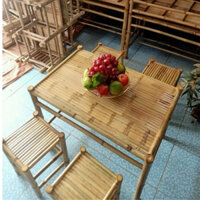 Một bộ bàn ghế tre trúc gồm 1 bàn + 4 ghế đôn. Bàn ghế đôn tre trúc, bàn ghế uống trà, caffe, ăn uống.