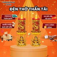 Một Cặp ( 2 cây) Đèn Thờ Điện Tử, Sử Dụng Pin Trang Trí Bàn Thờ, Phong Cách Rồng Phượng Tượng Trương Cho Tài Lộc