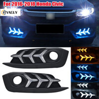 Một Cặp Cho 2016-2018 Honda Civic DRL LED Chạy Ban Ngày Đèn Sương Mù Có Tín Hiệu Bật