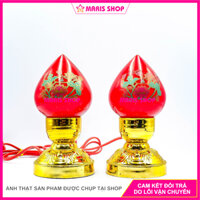 Một cặp đèn thờ trái đào bằng thủy tinh để bàn thờ Phật, gia tiên, ông bà, đèn để bàn thờ đẹp [MR-DA01]