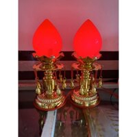 MỘT CẶP ĐÈN THỜ TRÁI ĐÀO BÔNG XI LỚN CÓ DÂY TREO