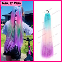 Một chiếc dây chun Buộc Tóc Giả Đuôi Ngựa Màu Sắc Ombre Mix Sợi Kim Tuyến Lấp Lánh Tóc Raver X182