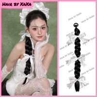 Một chiếc dây thun buộc Tóc Cô Dâu - Đuôi Tóc Giả Thắt Bím Đính 3 Nơ To Cho Cô Dâu Xinh Đẹp Sang Chảnh X214