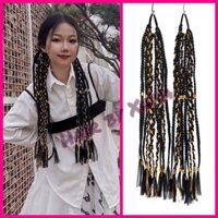 Một dây chun buộc Chùm Tóc Giả Thắt Bím Nhỏ Tết Cùng Dây Vàng Bạc X63