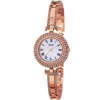 Mother of Pearl Dial Rose Gold-tone Brass Case Ladies Watch