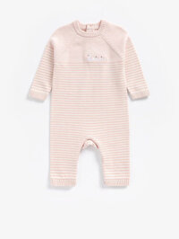 mothercare - áo liền quần họa tiết kẻ sọc hồng thiên nga