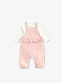 mothercare - áo liền quần jeans họa thiết thiên nga hồng