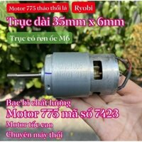 motor 775  trục dài 35mm, motor 7423 91006 tháo máy thổi lá