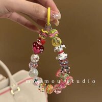 Moumou studio Tinh tế Công nghiệp nặng Handmade ins Dây điện thoại di động Dây đeo điện thoại di động Dây buộc kỹ thuật số Mặt dây chuyền sáng tạo