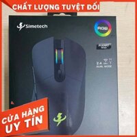 Mouse ko dây SIMETECH G320 Led RGB Black Wireless (Pin sạc, Công tắc, 6 nút) - TẶNG TẤM LÓT CHUỘT VÀ PIN