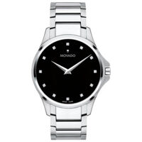 Movado 0607449 Ario Black Dial Steel Unisex Watch 39mm