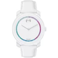 Movado Unisex Swiss Bold White Leather Strap Watch 42mm