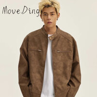 Moveding Thu Đông retro Cũ Xe Máy Phong Cách Áo Khoác Da Đường Phố Cao Cấp Mỹ Cổ Nam Nữ Áo Khoác Da pu