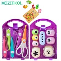 Moziekol Trẻ Em Thủ Công Lỗ Punch Shapes Set, Hướng Dẫn Sử Dụng Với Hộp Bảo Quản DIY Puncher Craft Set, Hot DIY Projects Nhựa Kids Hole Punch