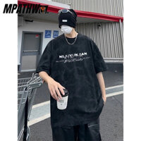 MPATHW Áo thun nam in chữ chéo  Áo thun cổ tròn tay ngắn thời trang và hợp thời trang mềm mại