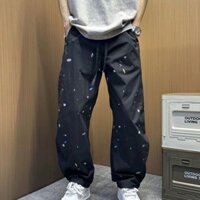 MPATHW Nam Machete Quần Jean Nước Hoa Mực Tranh Vẽ Tay Thẳng Quần Ống Rộng