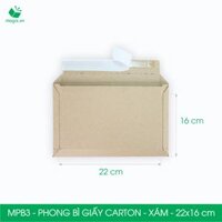 MPB3 -22x16cm - COMBO 60 PHONG BÌ GIẤY CARTON ĐÓNG HÀNG MÀU XÁM