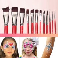 Mpjow Body Painting Face Body Art Paint Tay cầm bằng gỗ chuyên nghiệp Bộ cọ sơn di động có hộp lưu trữ Bàn chải màu nước Bộ dụng cụ tốt