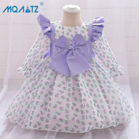 Mqatz Đầm Công Chúa Dự Tiệc Tay Dài Màu Tím In Họa Tiết baptism Cho Bé Gái 0-2y L2200 Xz