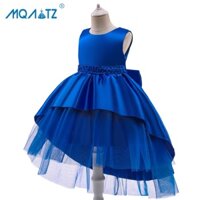 Mqatz Satin Trailing Dress Trẻ Em Váy Dạ Hội Cho Trẻ Em Trang Phục Hạt Đầm Dự Tiệc Bé Gái Trẻ Sơ Sinh Đầm Lễ 3-10 Tuổi