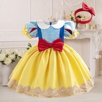 Mqatz Trang Phục Mùa Hè Đầm Công Chúa Cho Bé Gái Trẻ Em Ren Cosplay Đảng Đầm Mềm Màu Vàng Sinh Nhật Vintage Bé Gái Quần Áo BL048