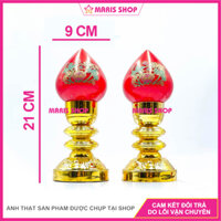 [MR-DA03] Đôi đèn thờ trái đào, Cặp đèn bàn thờ phật, Đèn để bàn thờ Quả Đào Thủy Tinh