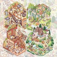 Mr. Nhãn dán cảnh quan giấy, nhãn dán cảnh thu nhỏ; nhãn dán giải trí DIY mô phỏng ngôi nhà 3D, nhãn dán giảm căng thẳng