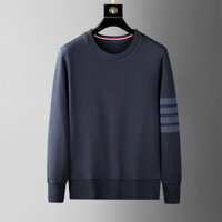 MR77 Thom Browne 9969FTB Gray Blue Bar round Neck Sweater