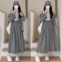 MR[Váy Oversize] (40-150kg) Váy dài nửa chiều dài cho nữ trơn mùa hè