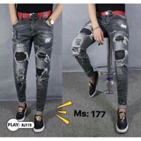 MS: 177 - Quần Jeans Nam Đen Rách AWZ