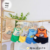 [MS 36] Combo 5 bộ ba lỗ cho bé trai ,thun lạnh, hoạ tiết đáng yêu.5-15kg HELLOKIDS