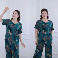 Ms07 Đồ Bộ trung niên, Áo cổ tròn, Áo tay ngắn,quần lửng cho các mẹ vải lụa nhập mát mịn