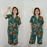 Ms27 Đồ bộ trung niên cho mẹ, áo có cổ, quần ống rộng, chất lụa nhập