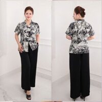 Ms68 Đồ Bộ trung niên,set đồ kiểu, quần dài ống rộng, chất lụa hàn thoáng mát