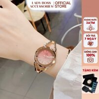 [MS:C33] Đồng hồ BS hoa anh đào pha lê vàng hồng dáng kiềng sang trọng tôn tay