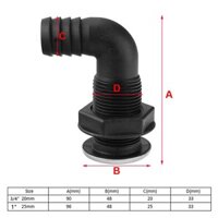 Mt Marine Boat Thru Hull Lắp 90 Đầu Nối Nhựa Thuyền Thoát Nước Bilge Bơm Hệ Thống Nước Cho 3 / 4, 1Inch Vòi